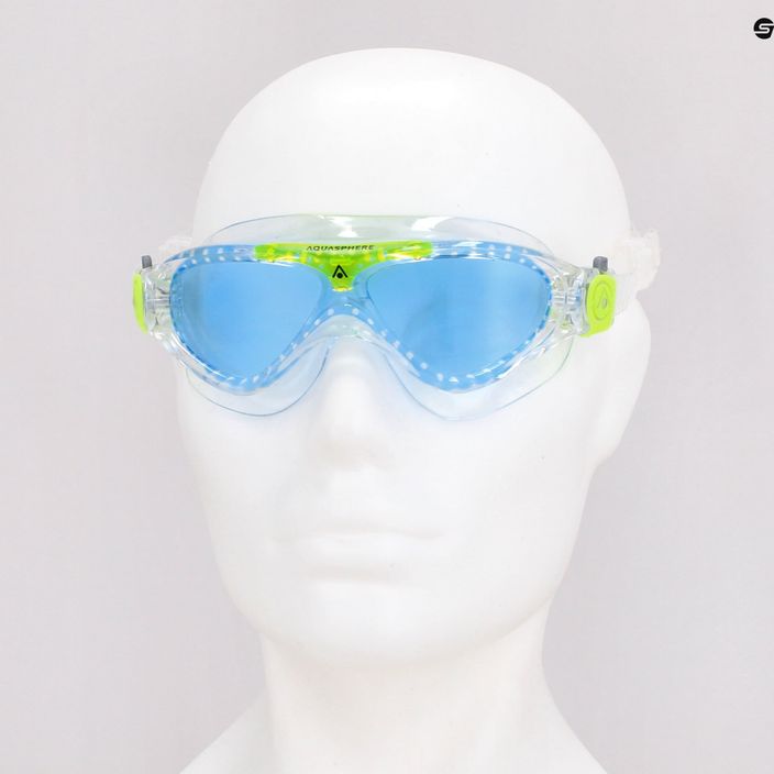 Aquasphere Vista skaidri/šviesiai žalia/mėlyna vaikiška plaukimo kaukė MS5080031LB 7