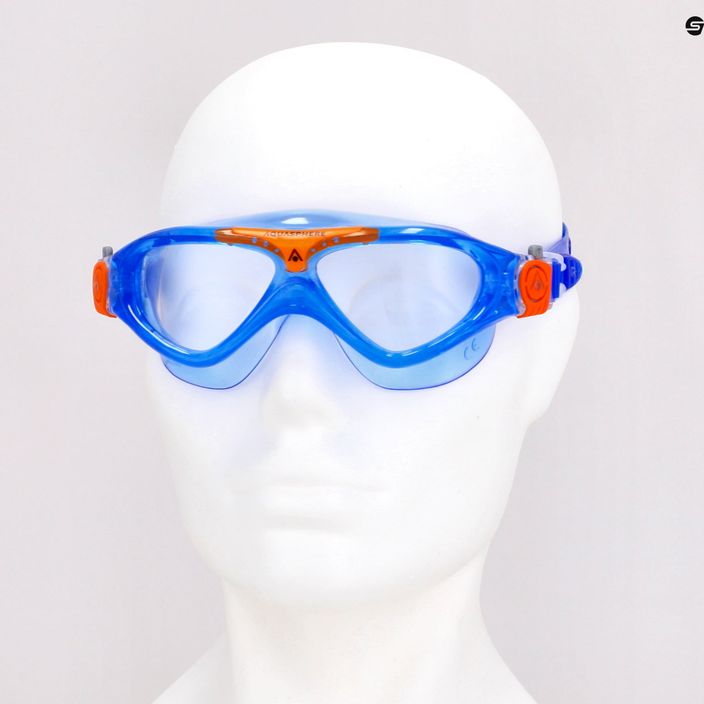 Aquasphere Vista 2022 mėlyna/oranžinė/skaidri vaikiška plaukimo kaukė 7