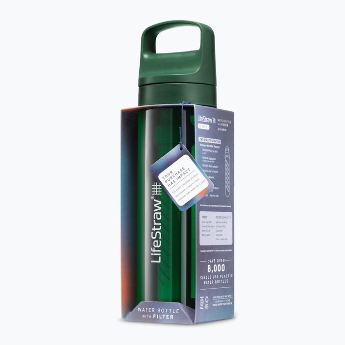 "Lifestraw Go 2.0" kelioninis buteliukas su filtru 650 ml, žalias, terasinis 3