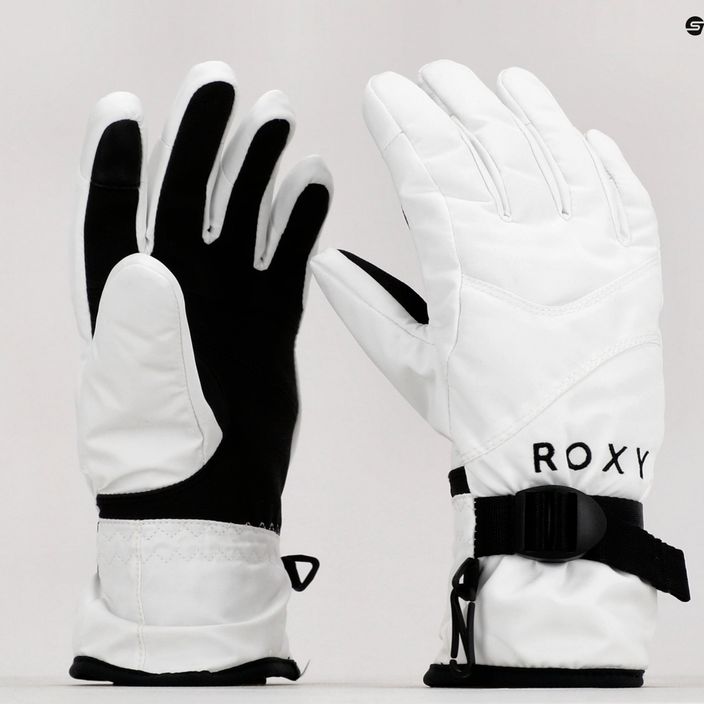Moteriškos snieglenčių pirštinės ROXY Jetty Solid ryškiai baltos spalvos 6