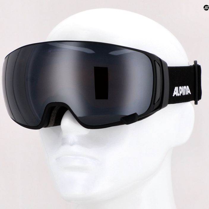 Alpina Double Jack Mag Q-Lite juodi matiniai/veidrodiniai juodi slidinėjimo akiniai 12