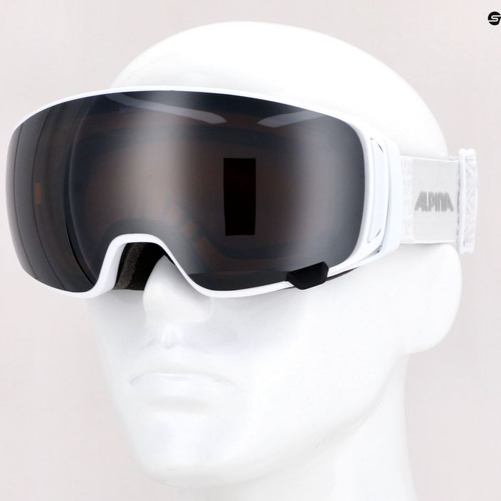Alpina Double Jack Mag Q-Lite balti blizgūs / veidrodiniai juodi slidinėjimo akiniai 13