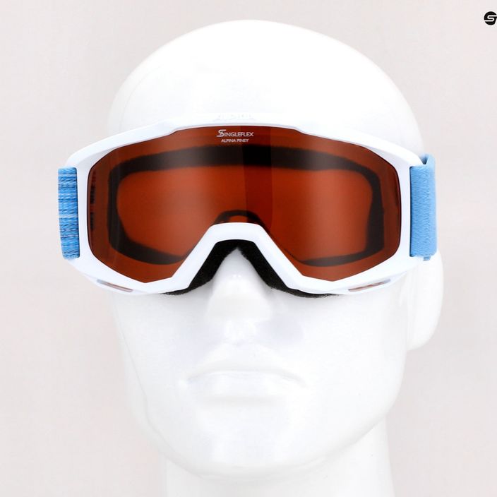 Alpina Piney vaikiški slidinėjimo akiniai balti / žydrai mėlyni matiniai / oranžiniai 10