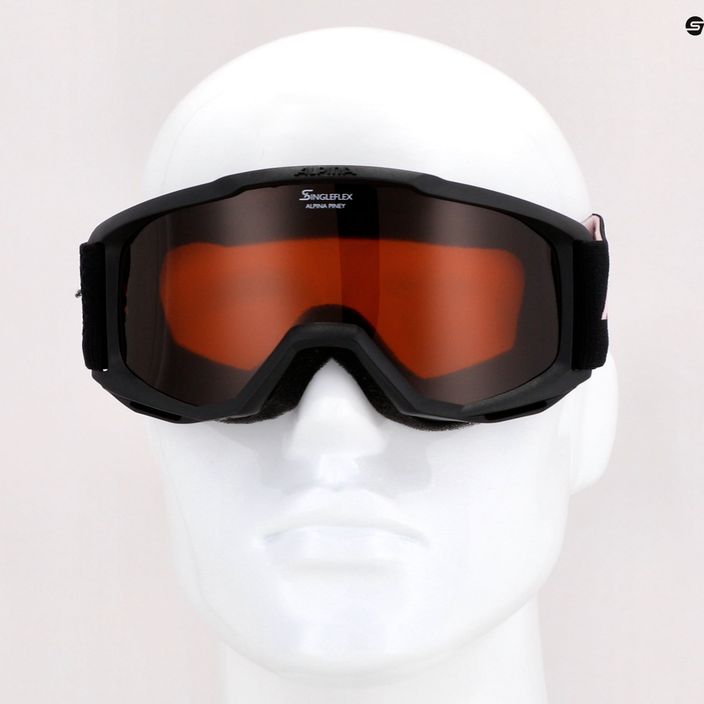 Alpina Piney vaikiški slidinėjimo akiniai juodi/rožiniai matiniai/oranžiniai 10