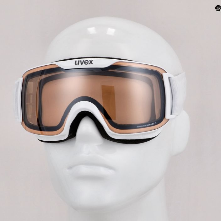 Slidinėjimo akiniai UVEX Downhill 2000 S V balti/veidrodiniai sidabriniai/variomatiniai skaidrūs 55/0/448/10 7