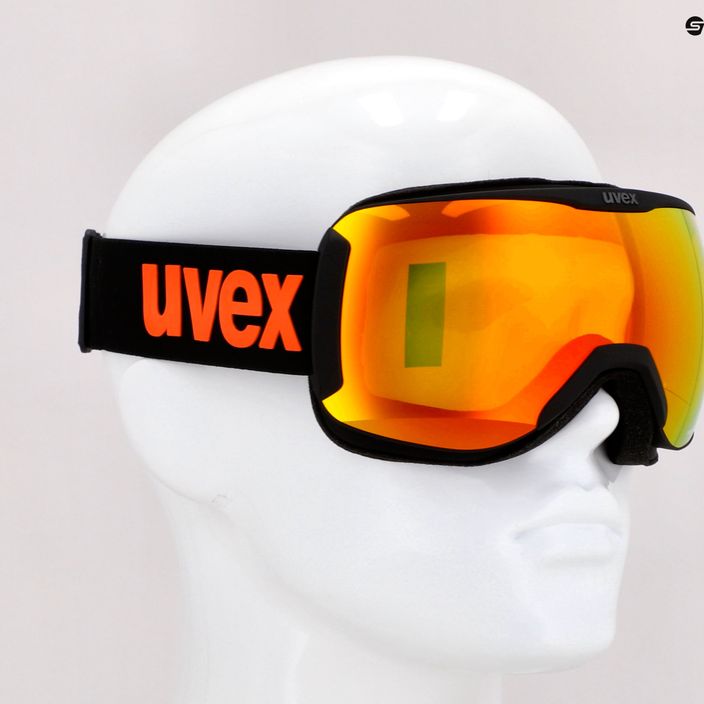 Slidinėjimo akiniai UVEX Downhill 2100 CV juodi matiniai/veidrodiniai oranžiniai colorvision geltoni 55/0/392/24 7