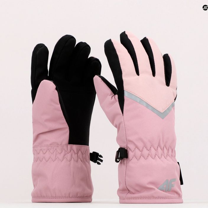 Vaikiškos slidinėjimo pirštinės 4F F039 šviesiai rožinės spalvos 10