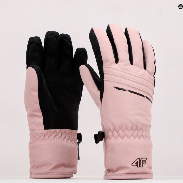 Moteriškos slidinėjimo pirštinės 4F RED002 šviesiai rožinės spalvos 10