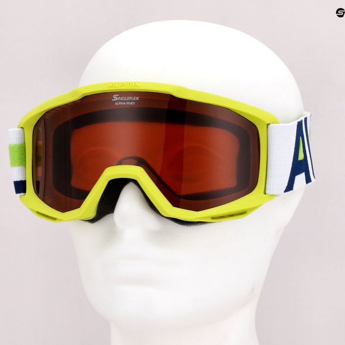 Alpina Piney laimo matinės/oranžinės spalvos vaikiški slidinėjimo akiniai 7