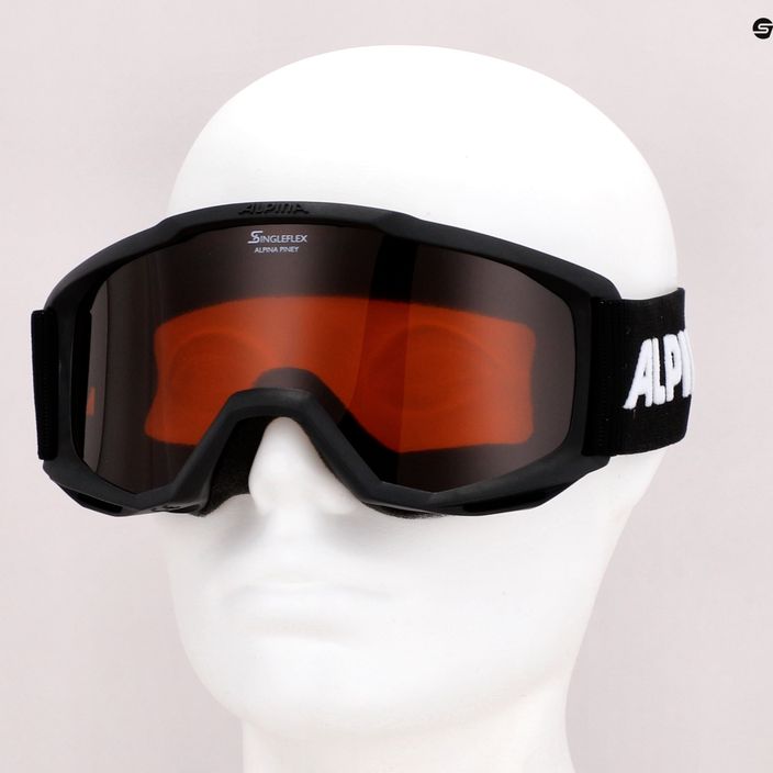 Alpina Piney juodi matiniai/oranžiniai vaikiški slidinėjimo akiniai 5
