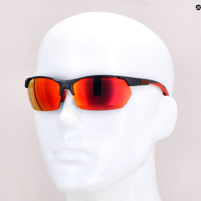 UVEX Sportstyle 114 pilkai raudoni matiniai, veidrodiniai raudoni, veidrodiniai oranžiniai, skaidrūs akiniai nuo saulės 53/0/939/5316 9