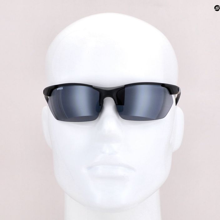 UVEX Sportstyle 114 juodi matiniai/šviesūs sidabriniai/šviesūs oranžiniai/skaidrūs akiniai nuo saulės 53/0/939/2216 9