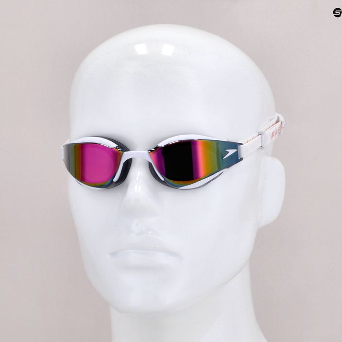 Speedo Fastskin Hyper Elite Mirror baltos/oksidinės pilkos/rožinio aukso spalvos plaukimo akiniai 68-12818F979 10