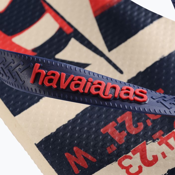 Šlepetės per pirštą Havaianas Top Nautical beige straw / navy blue / ruby red 12