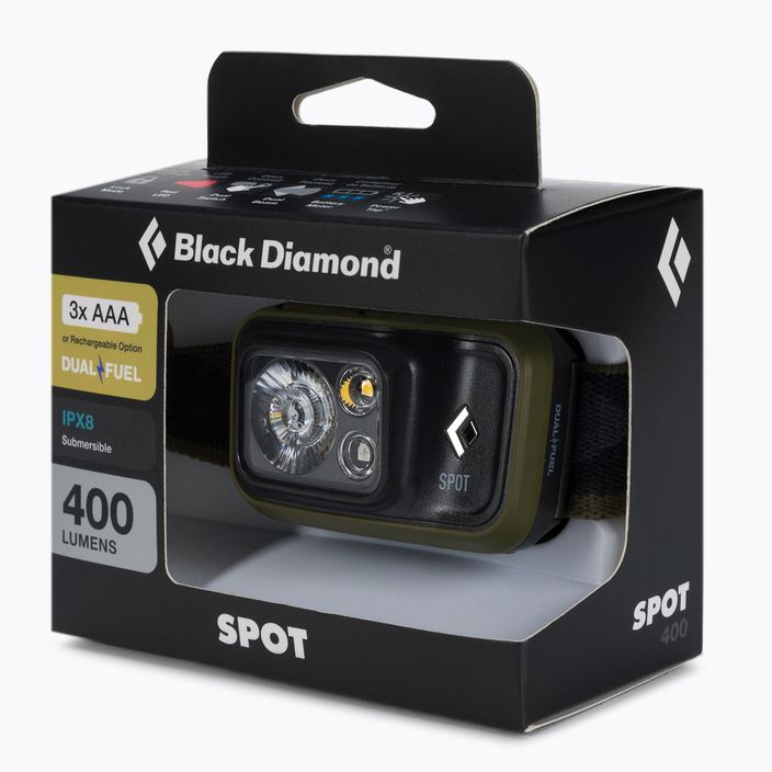 Black Diamond Spot 400 tamsiai alyvuogių spalvos galvos žibintuvėlis