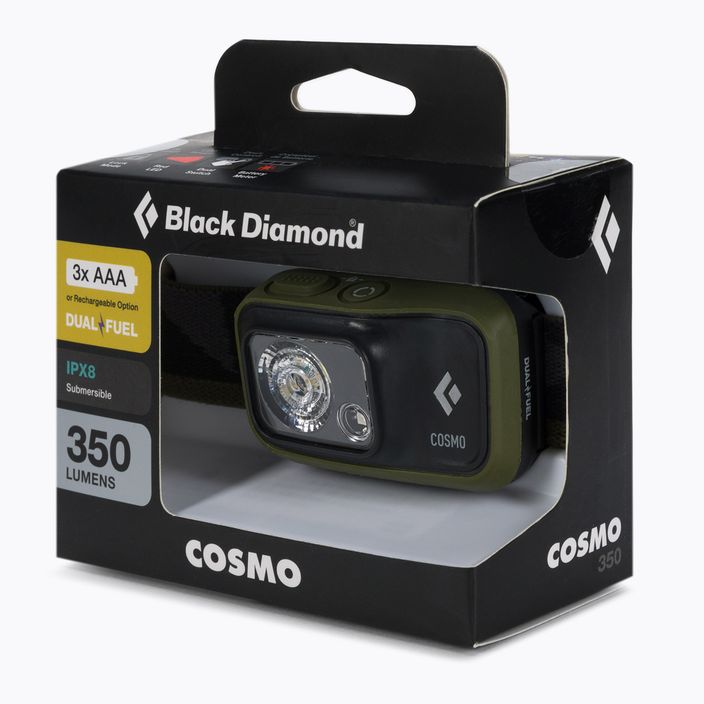 Black Diamond Cosmo 350 tamsiai alyvuogių spalvos galvos žibintuvėlis