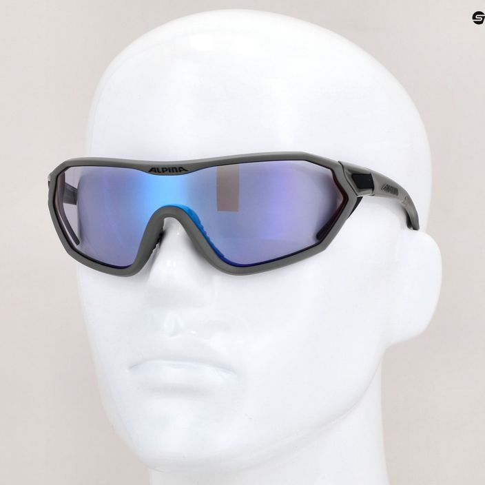 Alpina S-Way VM mėnulio pilkumo matiniai/mėlyni veidrodiniai dviratininkų akiniai 7