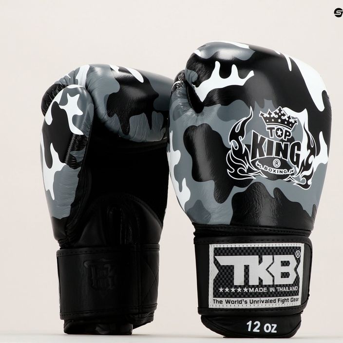 Top King Muay Thai Empower pilkos bokso pirštinės TKBGEM-03A-GY 7