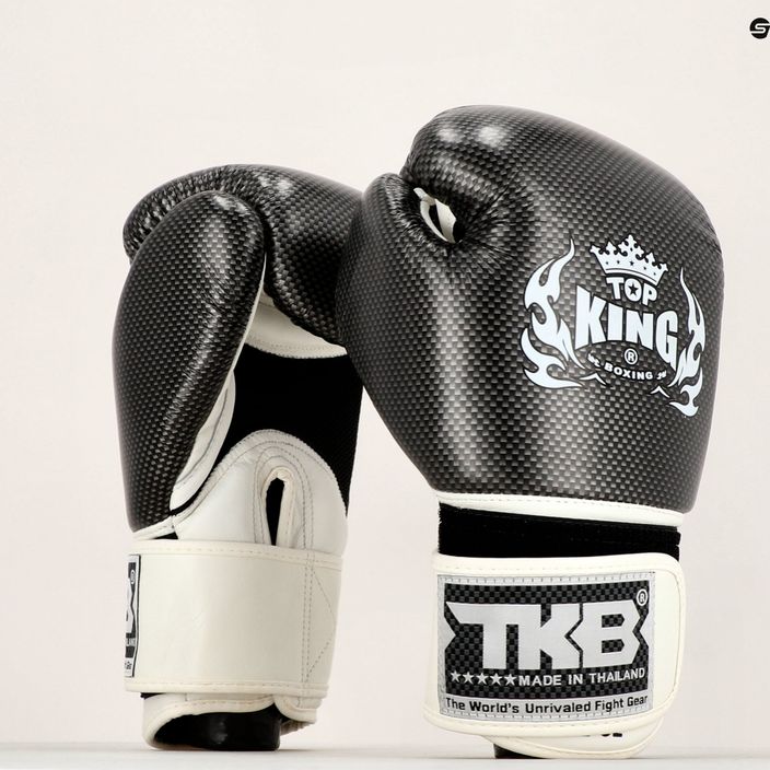 Top King Muay Thai Empower Air baltos ir sidabrinės bokso pirštinės TKBGEM-02A-WH 7