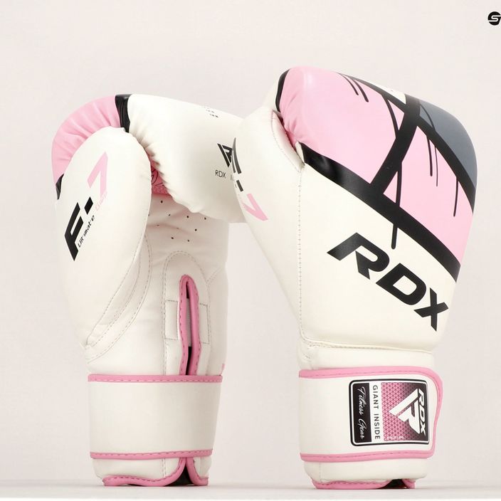 Moteriškos bokso pirštinės RDX BGR-F7 baltos ir rožinės spalvos BGR-F7P 13