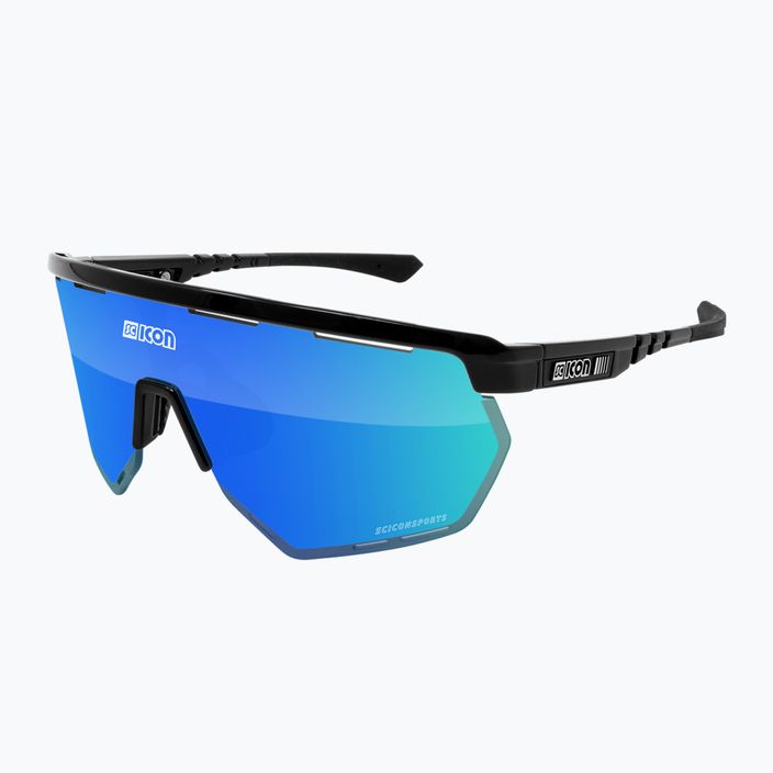 SCICON Aerowing juodi blizgūs/sknpp daugiaspalviai mėlyni dviratininkų akiniai EY26030201 2