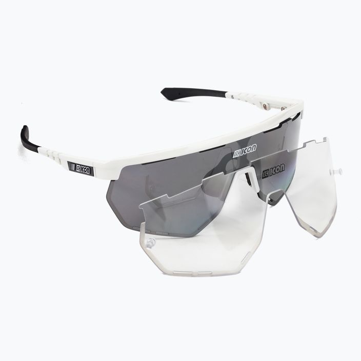 SCICON Aerowing balti blizgūs/scnpp daugiaspalviai sidabriniai dviratininkų akiniai EY26080802