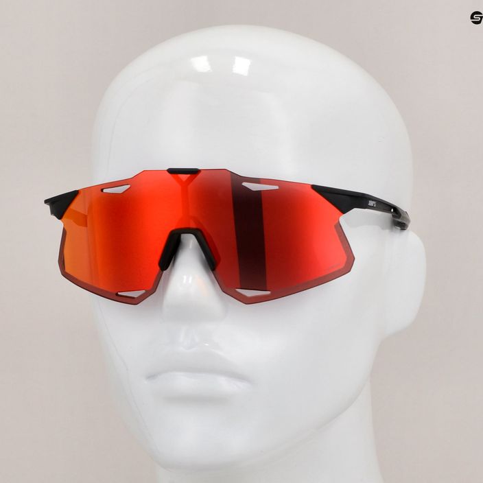 Dviračių sporto akiniai 100% Hypercraft matinės juodos/hiper raudonos spalvos daugiasluoksnis veidrodis 9