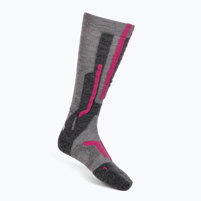Moteriškos UYN Ski Merino šviesiai pilkos/rožinės kojinės
