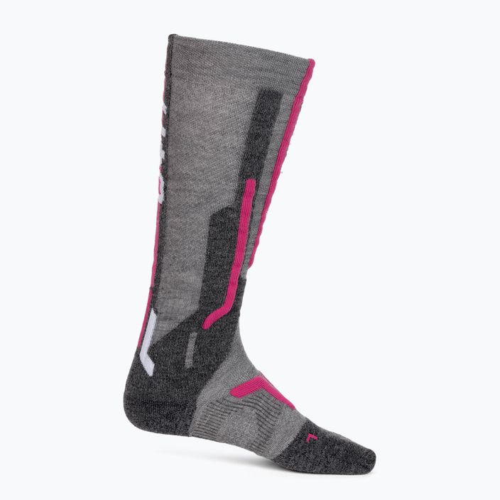 Moteriškos UYN Ski Merino šviesiai pilkos/rožinės kojinės 2
