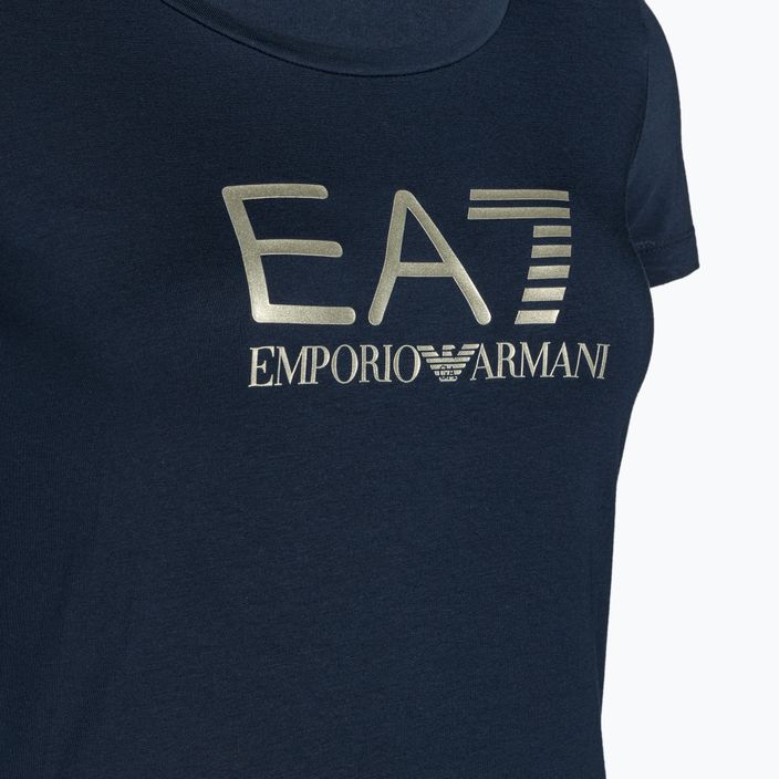 Moteriški marškinėliai EA7 Emporio Armani Train Shiny navy blue/logo light gold 3