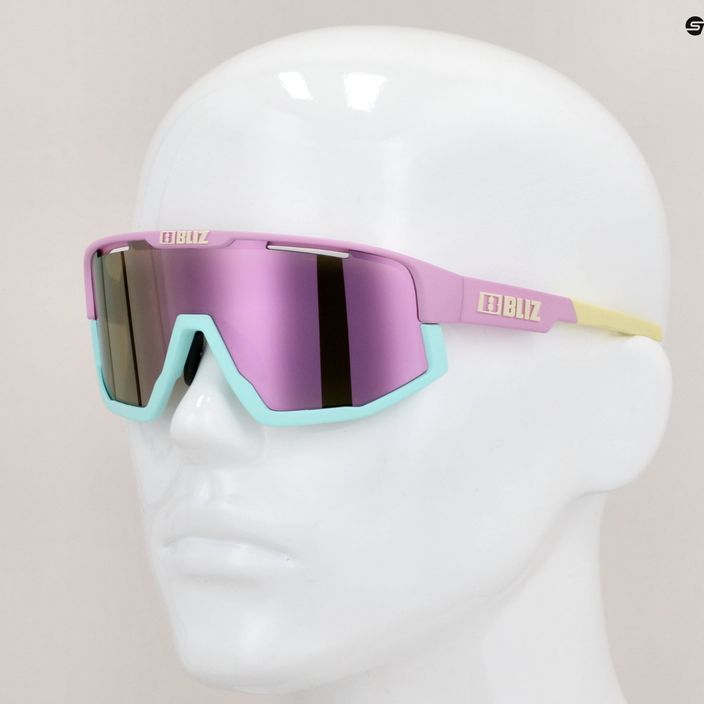 Bliz Fusion matiniai pasteliniai violetiniai geltoni logotipai / rudi rožiniai kelių dviračių akiniai 8