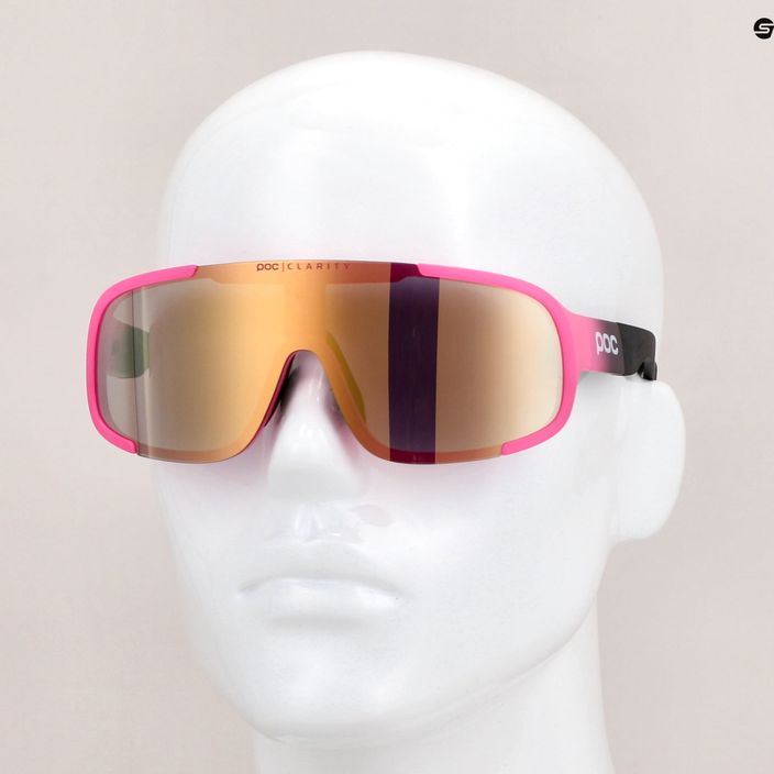 POC Aspire rožinės/uranio juodos spalvos permatomi/skaidrūs kelių aukso spalvos dviratininkų akiniai 6
