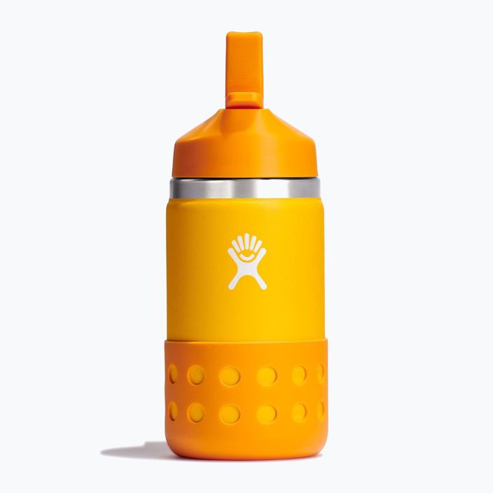 Hydro Flask plačiakaklis su šiaudeliu ir dangteliu 355 ml terminis butelis oranžinis W12BSWBB721