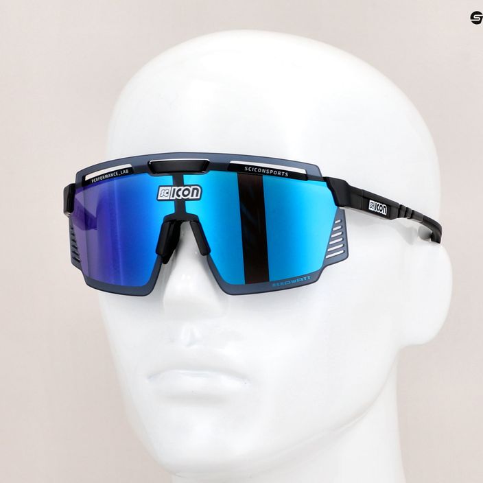 SCICON Aerowatt juodi blizgūs/sknpp daugiaspalviai mėlyni dviratininkų akiniai EY37030200 8