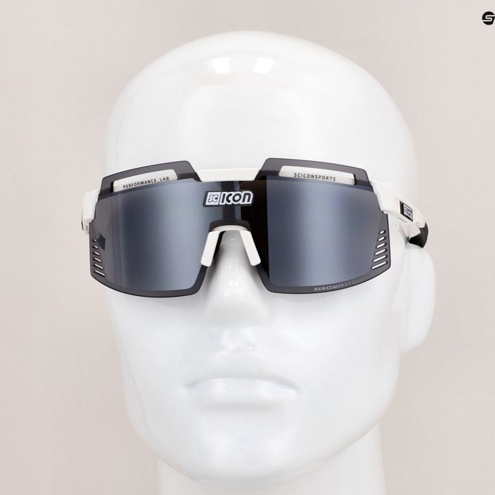 SCICON Aerowatt Foza balti blizgūs/scnpp daugiaspalviai sidabriniai dviratininkų akiniai EY38080800 8
