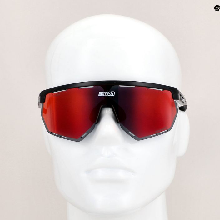 SCICON Aerowing juodi blizgūs/scnpp daugiaveidžiai raudoni dviratininkų akiniai EY26060201 9