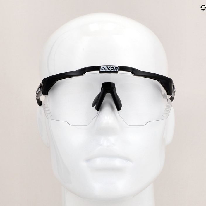 SCICON Aeroshade Kunken juodi blizgūs/scnpp fotokrominiai sidabriniai dviratininko akiniai EY31010200 9