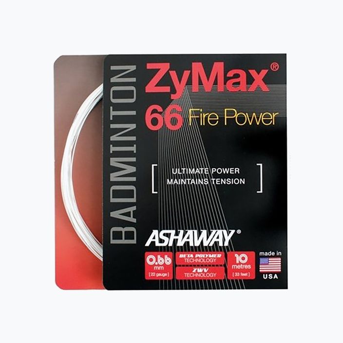 Badmintono stygos ASHAWAY ZyMax 66 Power - rinkinys baltas