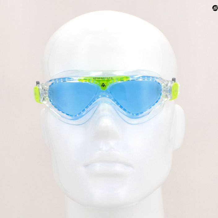 Aquasphere Vista skaidri / ryškiai žalia / mėlyna vaikiška plaukimo kaukė MS5630031LB 11