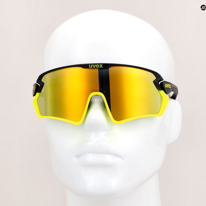 UVEX Sportstyle 231 2.0 juodai geltoni matiniai / veidrodiniai geltoni dviratininko akiniai 53/3/026/2616 11