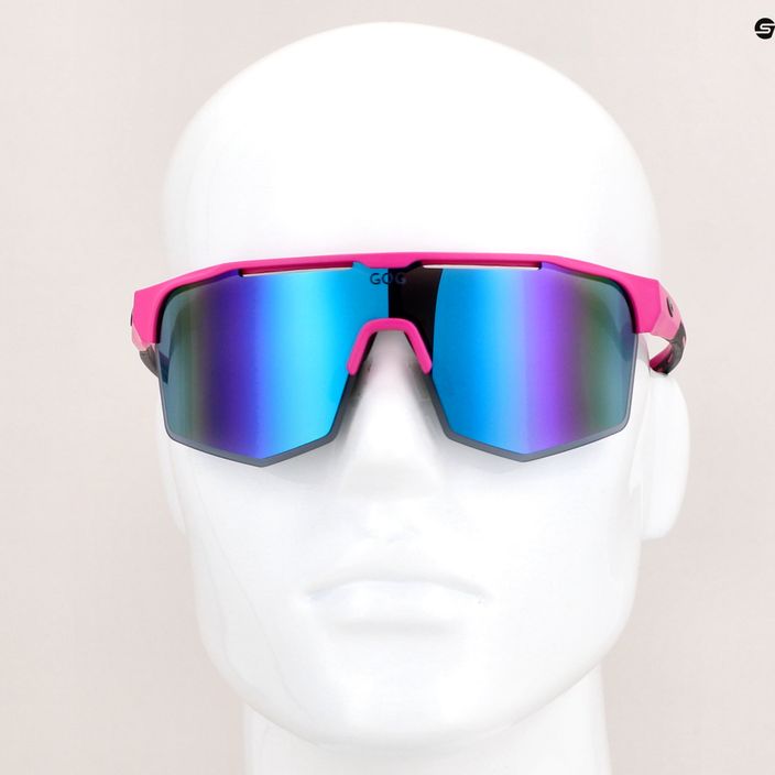 GOG Athena matiniai neoninės rožinės / juodos / polichromatinės baltai mėlynos spalvos dviratininkų akiniai E508-3 9