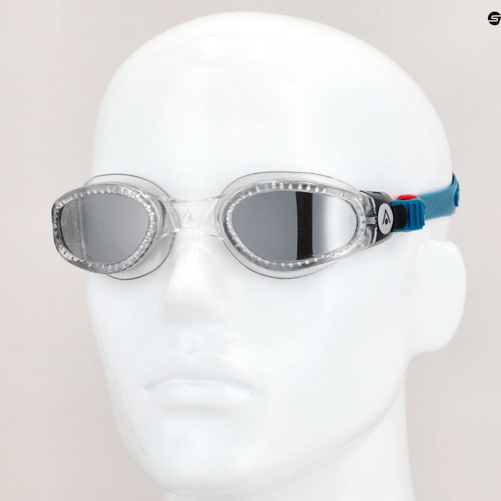 Aquasphere Kaiman skaidrūs/petrolio/veidrodžio sidabro spalvos plaukimo akiniai EP3180098LMS 7