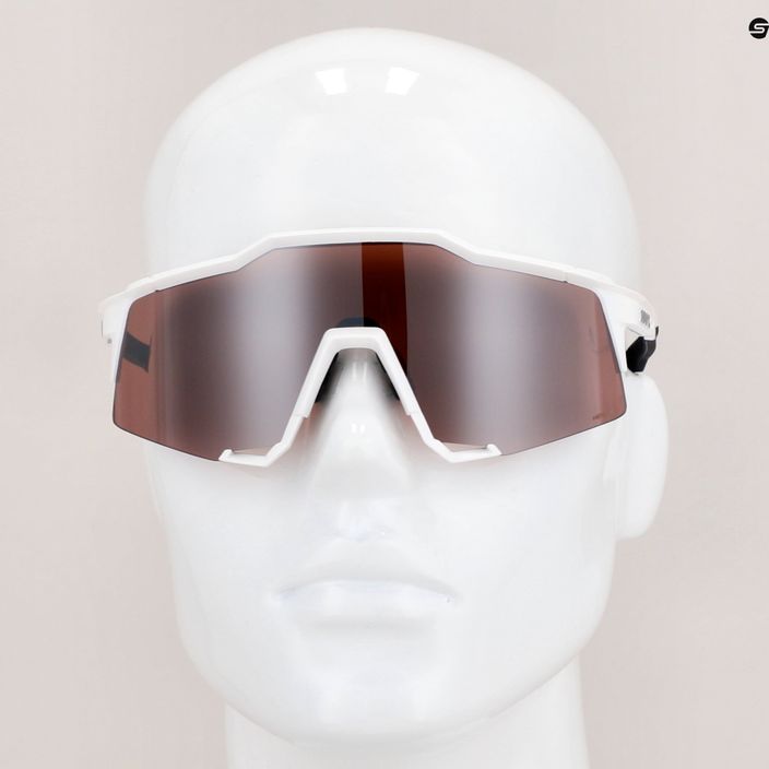 100% Speedcraft matinės baltos/hiper sidabrinės spalvos veidrodiniai dviratininkų akiniai 12