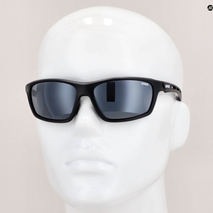 UVEX Sportstyle 229 juodi matiniai/šviesiai sidabriniai akiniai nuo saulės 53/2/068/2216 10