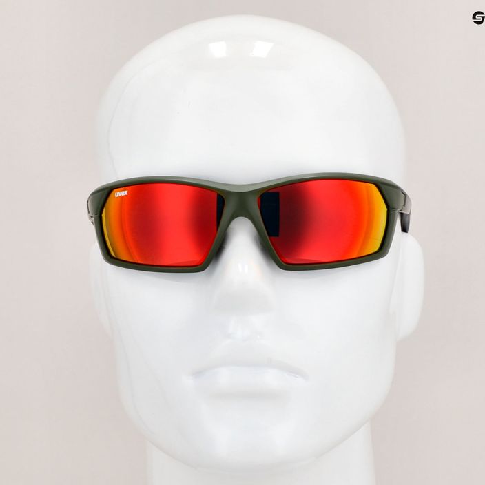 UVEX Sportstyle 225 alyvuogių žalios spalvos matiniai / veidrodiniai sidabriniai akiniai nuo saulės 53/2/025/7716 11