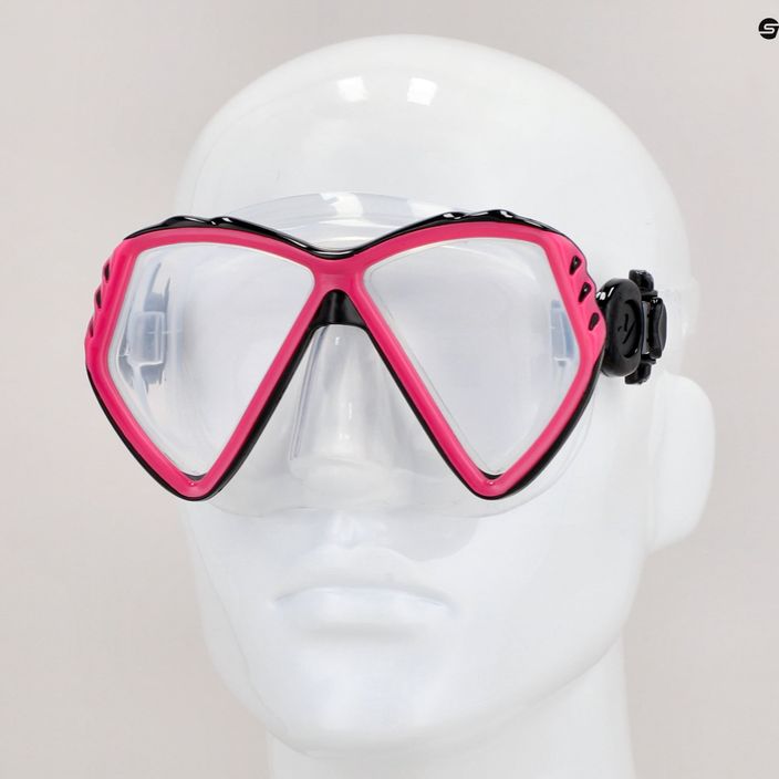 Aqualung Cub skaidri/rožinė jaunesniojo amžiaus šnorkeliavimo kaukė 8