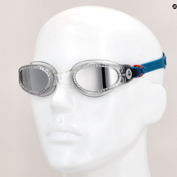 Aquasphere Kaiman skaidrūs/petrolio/veidrodžio sidabro spalvos plaukimo akiniai EP3000098LMS 7