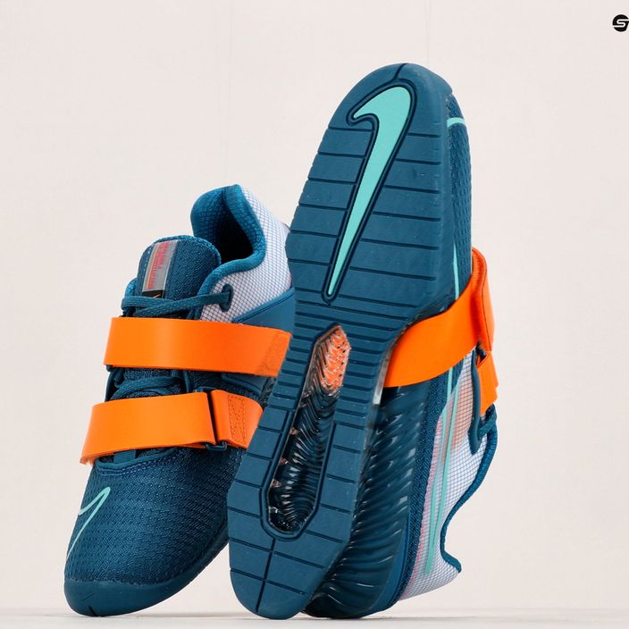 Nike Romaleos 4 mėlyni/oranžiniai sunkiosios atletikos bateliai 12