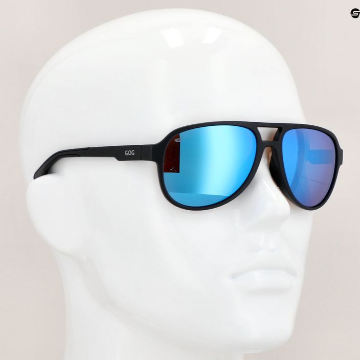 GOG Hardy matiniai juodi/mėlyni/polichromatiniai baltai mėlyni akiniai nuo saulės E715-2P 7
