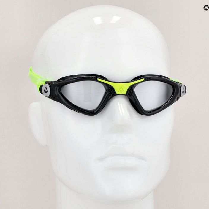 Aquasphere Kayenne 2022 juodi / ryškiai žali / skaidrūs vaikiški plaukimo akiniai 7